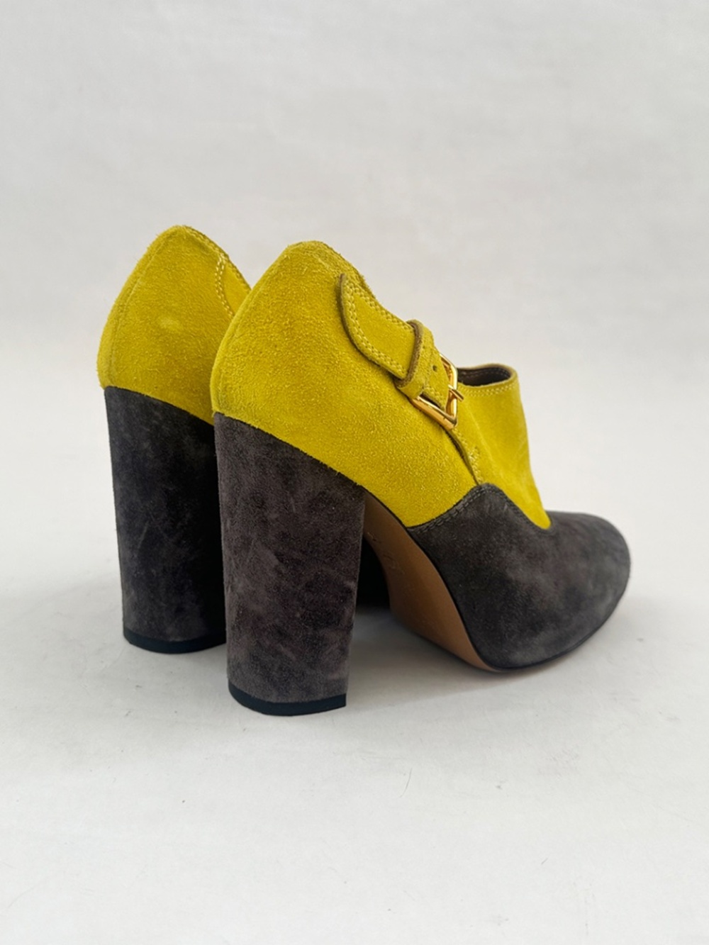 Marni vintage colorblocked yellow suede heels ankle boots 36 6 - Picture 6 of 10